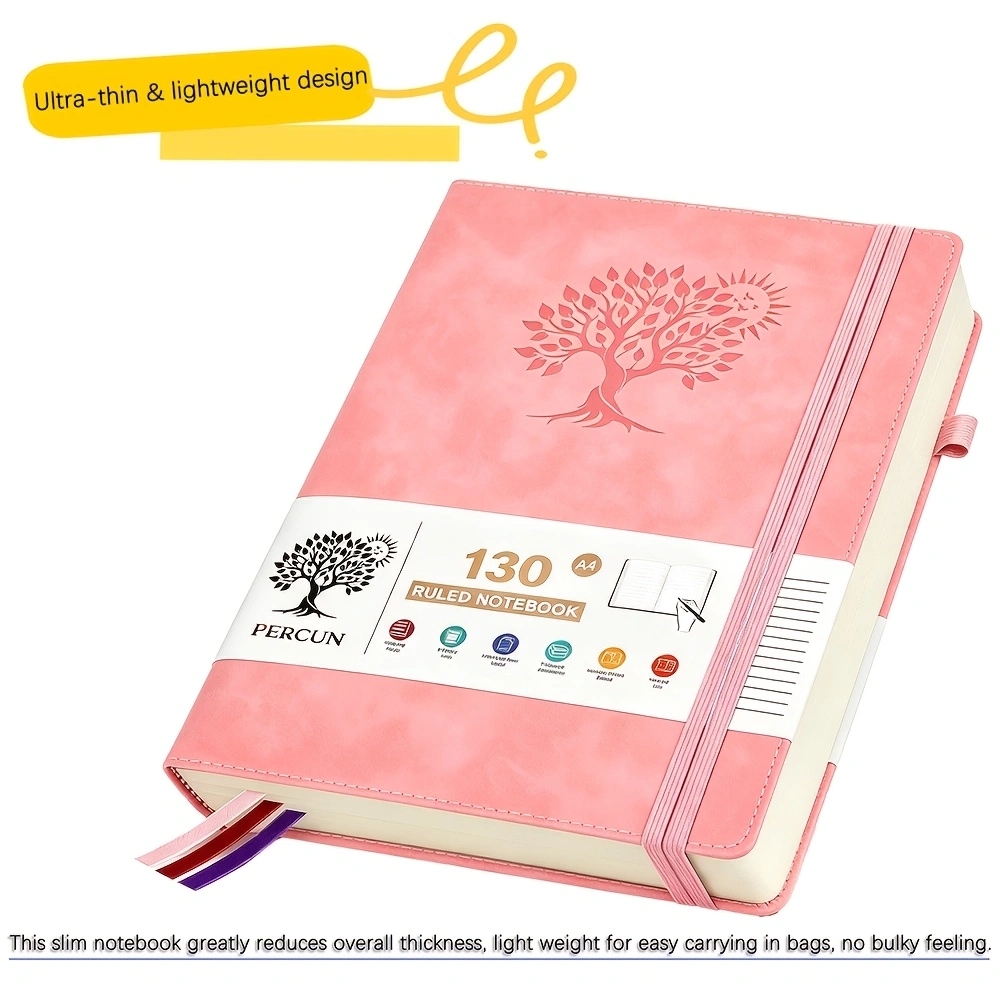 Journal Leather Hardcover - Diario de tapa dura rayado A4,